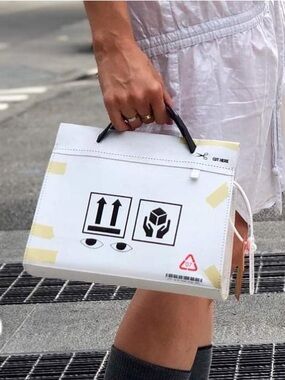 Min & Mon Handle With Care White Graphic Shoulder Bag